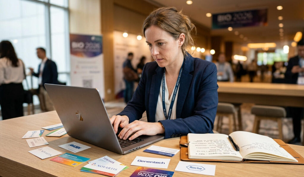 biotech events san diego post-event follow-up — personalized BD email template