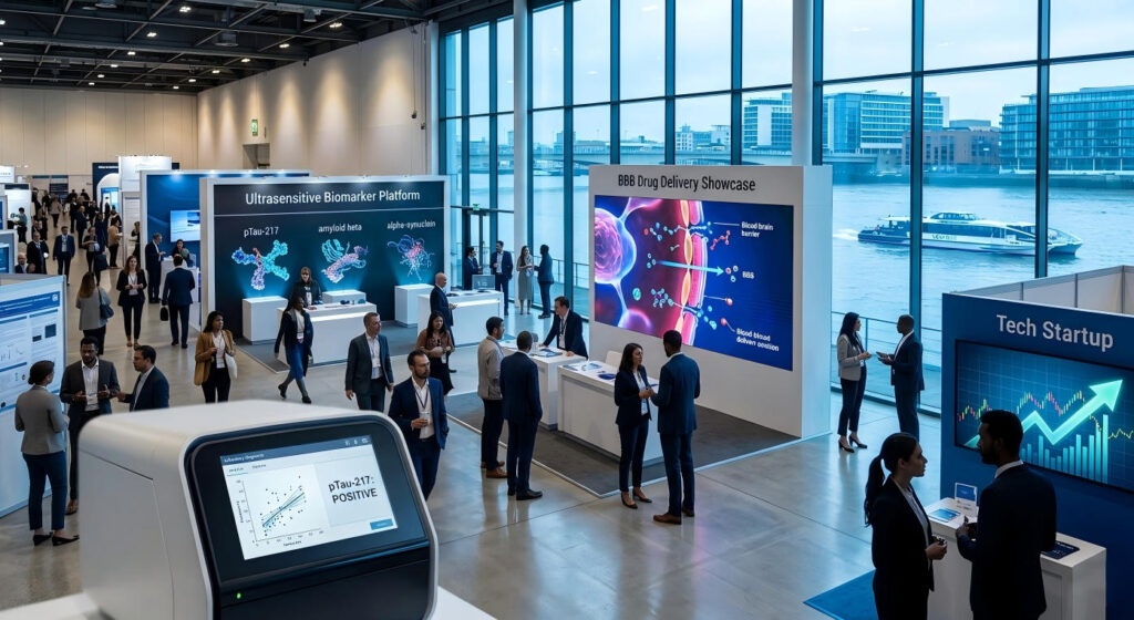Conference attendees at 2026 bio London ExCeL evaluating ultrasensitive biomarker platforms and BD acquisition intelligence