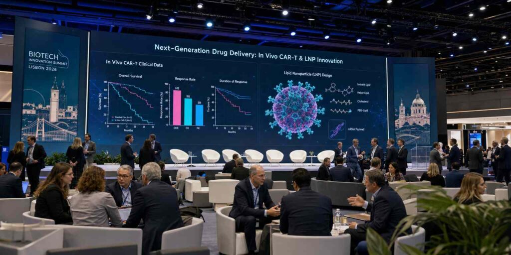 Biotech events 2026 Lisbon CRS conference in vivo CAR-T LNP drug delivery breakthrough data presentation