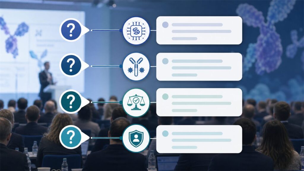 FAQ framework for biological conference AI pharma attendees