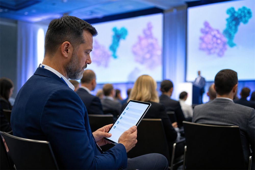 biotech 2026 conference attendees with strategic validation questions at FIP